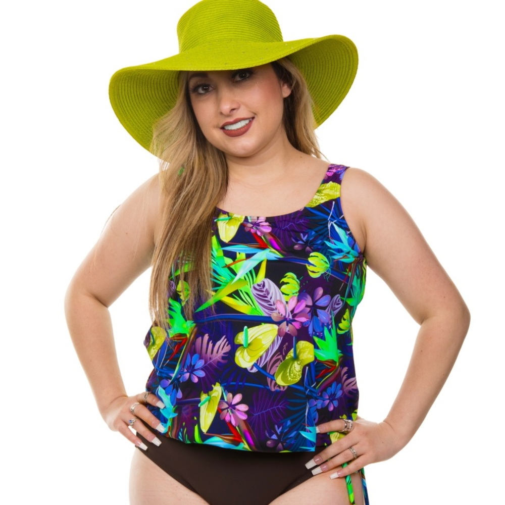 NWT D/DD cup Topanga blouson swimsuit top 16-23-768